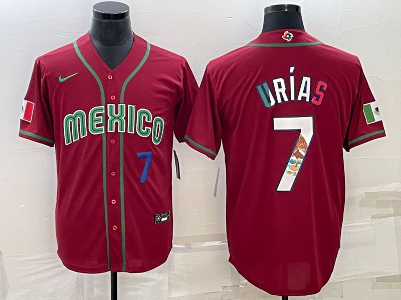 Men 2023 World Cub Mexico #7 Urias Red Nike MLB Jersey8->more jerseys->MLB Jersey
